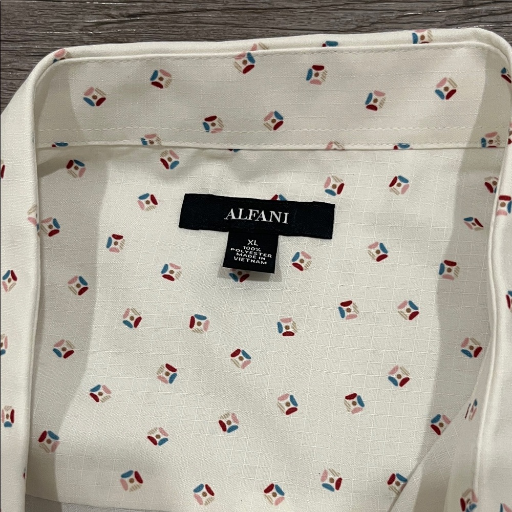 Alfani Off-White Patterned Button Down Shirt - image 2